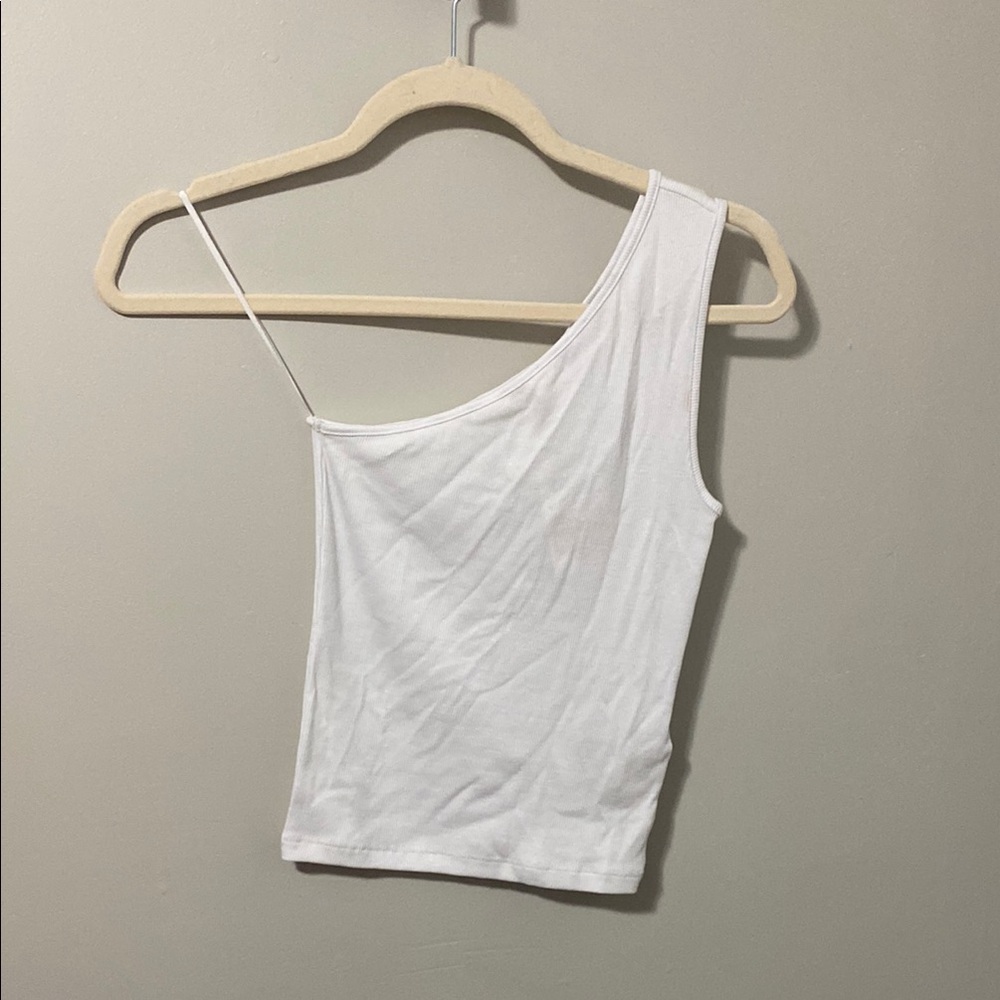 Madewell White Asymmetrical Sleeveless Tank Top‎